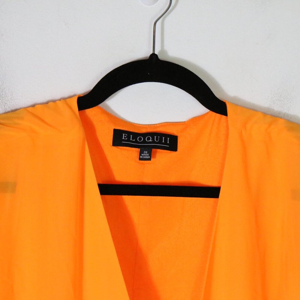 Eloquii Surplice Bodice Maxi Dress Womens 20 Tangerine Orange Long Sleeve Flowy - Picture 4 of 8